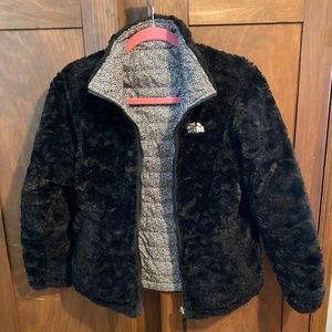 North Face Reversible Girls Faux Fur/Puffer Jacket Size L